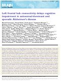 Cover page: Left frontal hub connectivity delays cognitive impairment in autosomal-dominant and sporadic Alzheimer’s disease