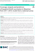Cover page: Coverage, inequity and predictors of hepatitis B birth vaccination in Myanmar from 2011–2016: results from a national survey