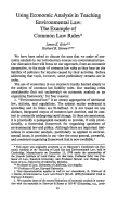 Cover page: Using Economic Analysis in Teaching Environmental Law: The Example of Common Law Rules