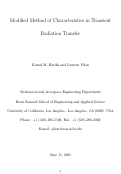 Cover page: Modified Method of Characteristics for Transient Radiative Transfer