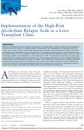 Cover page: Implementation of the High-Risk Alcoholism Relapse Scale in a Liver Transplant Clinic