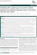 Cover page: Validating the weight gain of preterm infants between the reference growth curve of the fetus and the term infant
