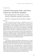 Cover page: Cultural Preservation Policy and Asian Americans and Pacific Islanders: Reimagining Historic Preservation in Asian American and Pacific Islander Communities