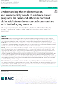 Cover page: Understanding the implementation and sustainability needs of evidence-based programs for racial and ethnic minoritized older adults in under-resourced communities with limited aging services