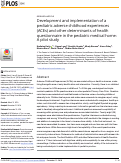 Cover page: Development and implementation of a pediatric adverse childhood experiences (ACEs) and other determinants of health questionnaire in the pediatric medical home: A pilot study