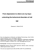 Cover page: From Depression to Where Are My Keys: Unlocking the Behavioral Disorders of Old Age
