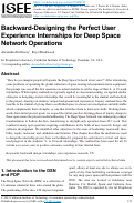 Cover page: Backward-Designing the Perfect User Experience Internships for Deep Space Network Operations