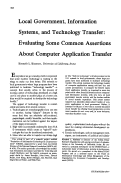 Cover page: Local Government, Information Systems, and Technology Transfer: Evaluating Some Common Assertions about Computer Application Transfer