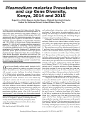 Cover page: Plasmodium malariae Prevalence and csp Gene Diversity, Kenya, 2014 and 2015 - Volume 23, Number 4—April 2017 - Emerging Infectious Diseases journal - CDC