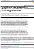 Cover page: Foundation metrics for evaluating effectiveness of healthcare conversations powered by generative AI.