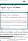 Cover page: Connection to mental health care upon community reentry for detained youth: a qualitative study.