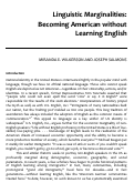 Cover page: Linguistic Marginalities: Becoming American without Learning English