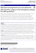 Cover page: Operative management of acute abdomen after bariatric surgery in the emergency setting: the OBA guidelines.