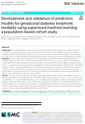 Cover page: Development and validation of prediction models for gestational diabetes treatment modality using supervised machine learning: a population-based cohort study