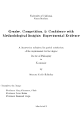 Cover page: Gender, Competition, &amp; Confidence with Methodological Insights: Experimental Evidence