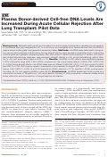 Cover page: Plasma Donor-derived Cell-free DNA Levels Are Increased During Acute Cellular Rejection After Lung Transplant: Pilot Data