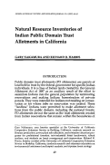 Cover page: Natural Resource Inventories of Indian Public Domain Trust Allotments in California