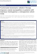 Cover page: Fractionated stereotactic radiation therapy improves cranial neuropathies in patients with skull base meningiomas: a retrospective cohort study