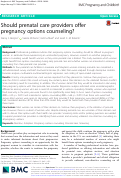Cover page: Should prenatal care providers offer pregnancy options counseling?