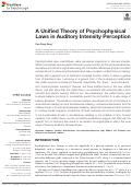 Cover page: A Unified Theory of Psychophysical Laws in Auditory Intensity Perception