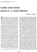 Cover page: Gotlieb Adam Steiner and the G. A. Steiner Museum