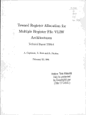 Cover page: Toward register allocation for multiple register file VLIW architectures