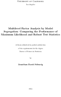Cover page: Multilevel Factor Analysis by Model Segregation: Comparing the Performance of Maximum Likelihood and Robust Test Statistics