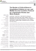 Cover page: The Burden of Critical Illness in Hospitalized Children in Low- and Middle-Income Countries: Protocol for a Systematic Review and Meta-Analysis
