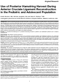 Cover page: Use of Posterior Hamstring Harvest During Anterior Cruciate Ligament Reconstruction in the Pediatric and Adolescent Population