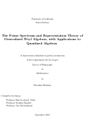 Cover page: The Prime Spectrum and Representation Theory of Generalized Weyl Algebras, with Applications to Quantized Algebras