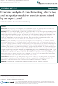 Cover page: Economic analysis of complementary, alternative, and integrative medicine: considerations raised by an expert panel