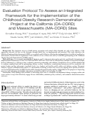 Cover page: Evaluation Protocol To Assess an Integrated Framework for the Implementation of the Childhood Obesity Research Demonstration Project at the California (CA-CORD) and Massachusetts (MA-CORD) Sites