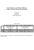 Cover page: Order Imbalances and Market Efficiency: Evidence from the Taiwan Stock Exchange, Forthcoming in the Journal of Financial and Quantitative Analysis