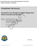 Cover page: Changing the Rules: Innovative Low-Energy Occupant-Responsive HVAC Controls and Systems