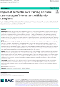 Cover page: Impact of dementia care training on nurse care managers' interactions with family caregivers.