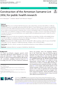 Cover page: Construction of the Armenian Surname List (ASL) for public health research