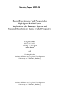 Cover page: Recent Experience of and Prospects for High-Speed Rail in Korea: Implications of a Transport System and Regional Development from a Global Perspective