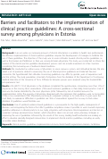 Cover page: Barriers and facilitators to the implementation of clinical practice guidelines: A cross-sectional survey among physicians in Estonia