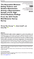 Cover page: The Association Between Dating Violence and Student Absenteeism Among a Representative Sample of U.S. High School Students: Findings From the 2019 Youth Risk Behavior Survey Survey