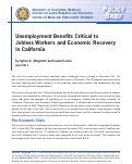 Cover page: Unemployment Benefits Critical to Jobless Workers and Economic Recovery in California