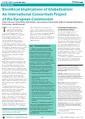 Cover page: Bioethical implications of globalization: An international consortium project of the European commission