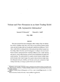 Cover page: Volume and Price Formation in an Asset Trading Model with Asymmetric Information