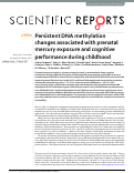 Cover page: Persistent DNA methylation changes associated with prenatal mercury exposure and cognitive performance during childhood