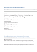 Cover page: Creating an Engaging Library Orientation: First Year Experience Courses at University of California, San Diego