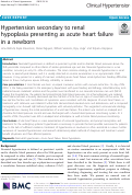 Cover page: Hypertension secondary to renal hypoplasia presenting as acute heart failure in a newborn.