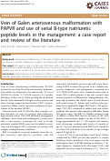 Cover page: Vein of Galen arteriovenous malformation with PAPVR and use of serial B-type natriuretic peptide levels in the management: a case report and review of the literature