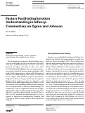 Cover page: Factors Facilitating Emotion Understanding in Infancy: Commentary on Ogren and Johnson
