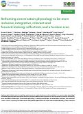 Cover page: Reframing conservation physiology to be more inclusive, integrative, relevant and forward-looking: reflections and a horizon scan