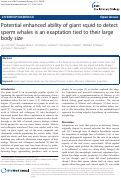 Cover page: Potential enhanced ability of giant squid to detect sperm whales is an exaptation tied to their large body size