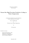 Cover page: Toward the High Precision Predictive Coding in Video Compression